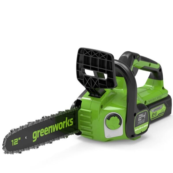 Greenworks GD24CS30 Cordless Chainsaw with Brushless Motor, 30cm Bar Length, 7.8m/s Chain Speed, Auto-Oiler, Kickback Protection WITHOUT 24V Battery & Charger, 3 Year Guarantee
