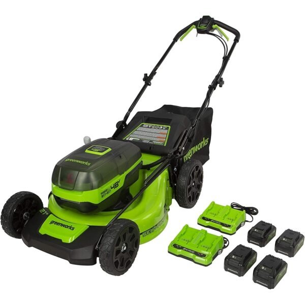 48V (24V x 2) 21" Cordless Battery Self-Propelled Lawn Mower w/ (4) 4.0Ah Batteries & (2) Dual Port Chargers