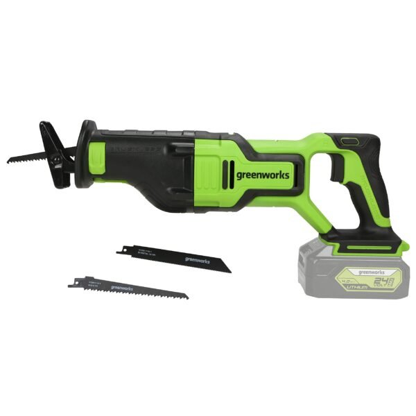 Greenworks 24V battery reciprocating saw GD24RS (Li-Ion 24V variable stroke rate control up to 2700 strokes/min for wood, plastic & metal with tool-free blade change without battery & charger)